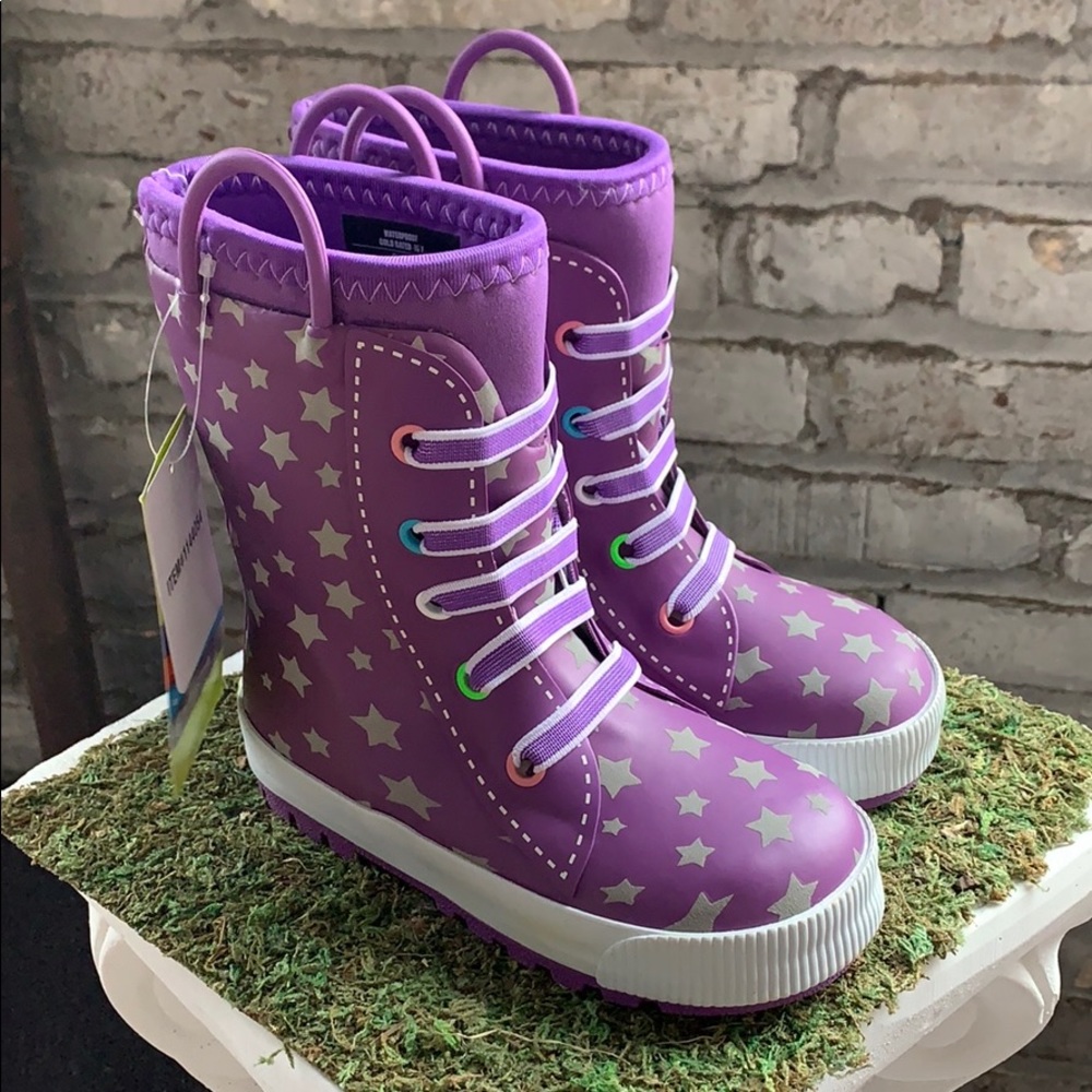 NWT Girls Western Chief Purple And Stars Rainboot - Picture 2 of 5